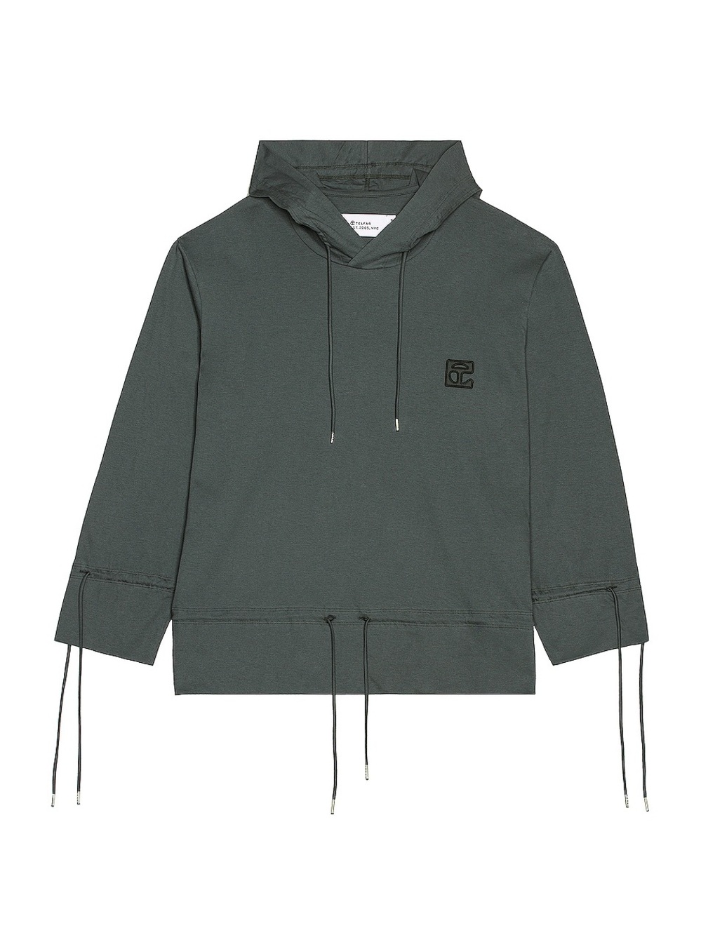 NWT Telfar Charcoal Gray Drawstring Hooded Long-Sleeve Cotton Made In Italy